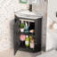Meuble-lavabo de coin mural noir de 24 pouces avec lavabo en céramique, convenant aux petites zones de dressage de la salle de bain (robinet non inclus).-549023191