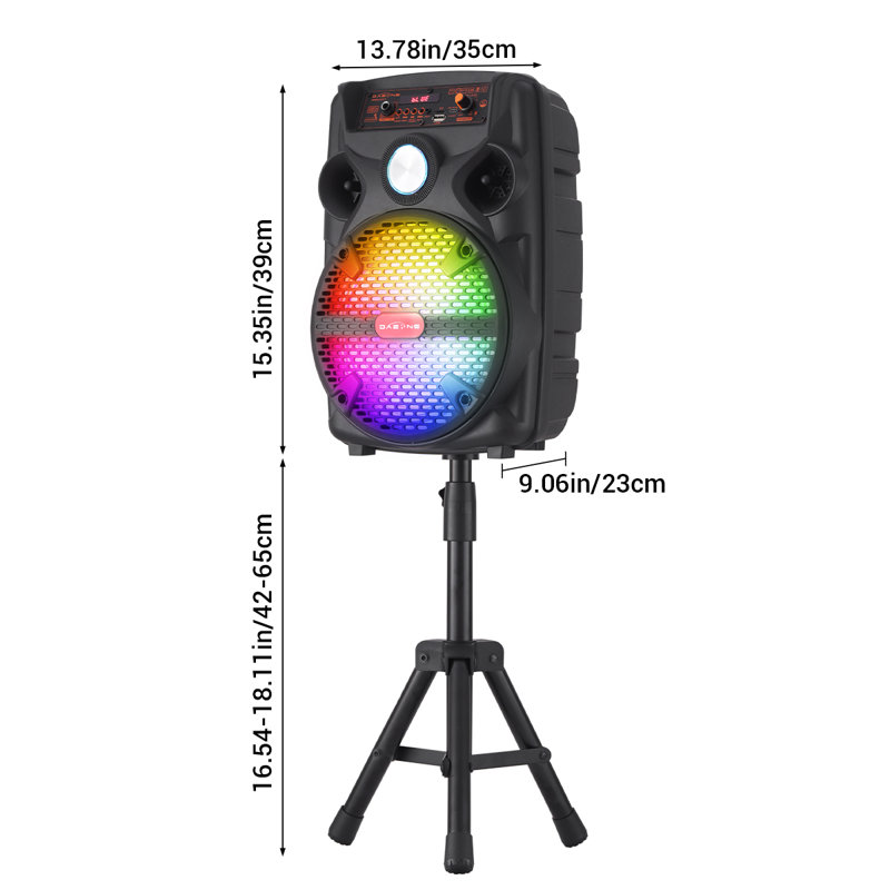 Haut-parleur de fête portatif Bluetooth de 8,1 W avec caisson de basses et support