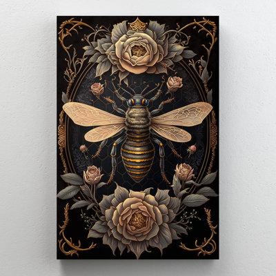 «Roses and Bee», impression sur toile tendue