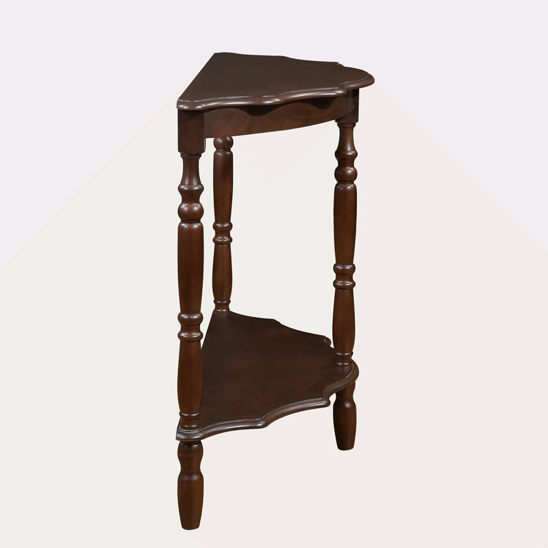 Console en forme de demi-lune de 42 po avec plateau et pieds ouverts, Marron foncé