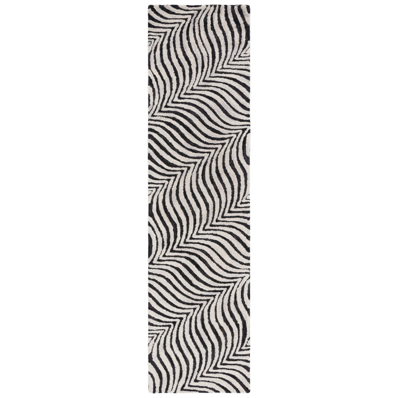 Betthezul Hand Tufted Wool And Cotton With Latex Abstract Rug, Runner 2'3" x 9'