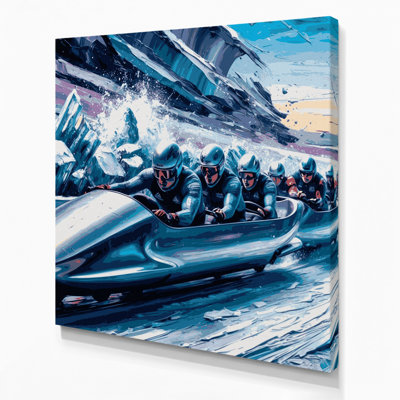 Sports Bobsledding Blue Canvas Wall Art