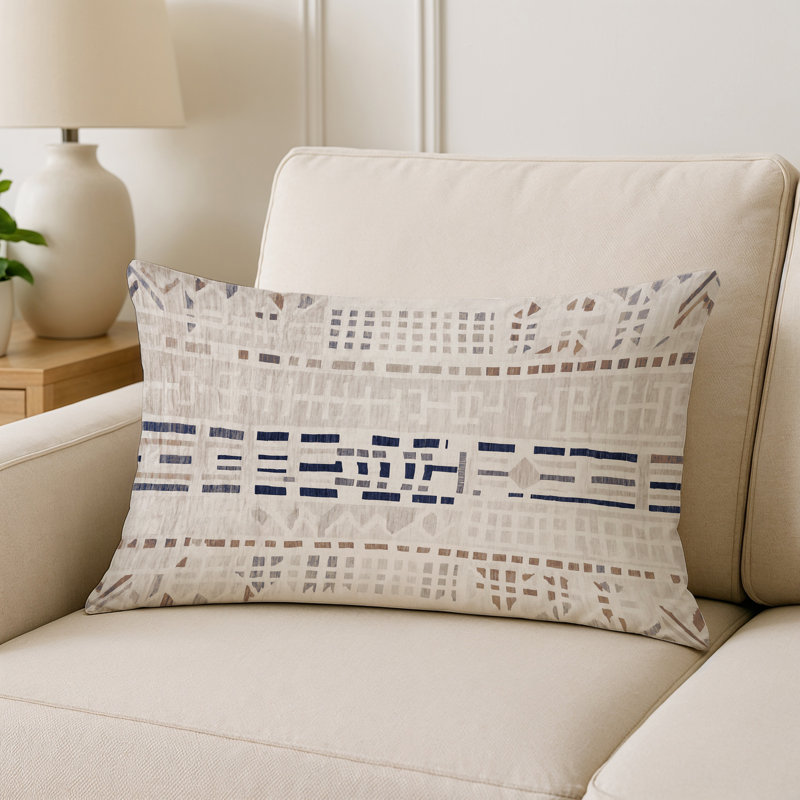 Coussin décoratif intérieur et extérieur Modern, Gris abstrait 8, Rectangle H 18 po x l 25 po
