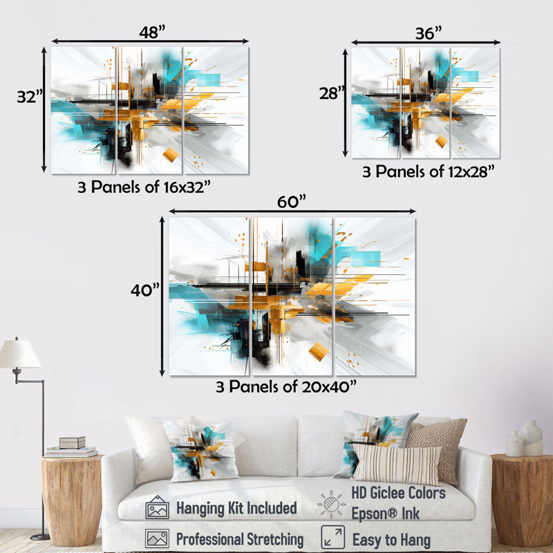 Morning Glory Bliss I - ensemble d'art mural paysage urbain, H 28 po x l 36 po x P 1 po, Toile tendue
