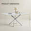Table rectangulaire 59,06 "en verre trempé - structure en fer argenté, grande
