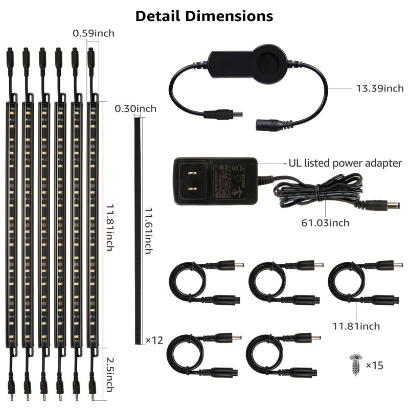 9W 12 Inch Smart Led Light Bar Kit, Work With Alexa, App Control, Linkable Light Bars, 5000K, 5000 Kelvin