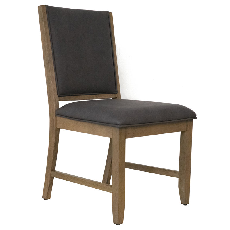 Saunders Gray Upholstered Parsons Side Chair with Acacia Wood Frame
