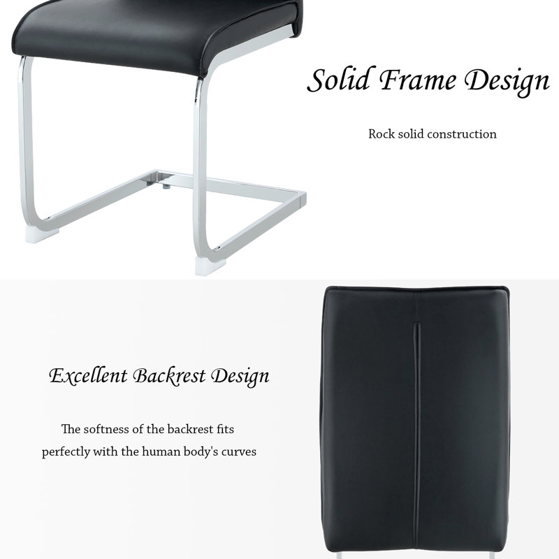 Chaise de salle à manger en métal avec pieds en métal (ensemble de 8), Noir, noir, noir, noir, Argent argent