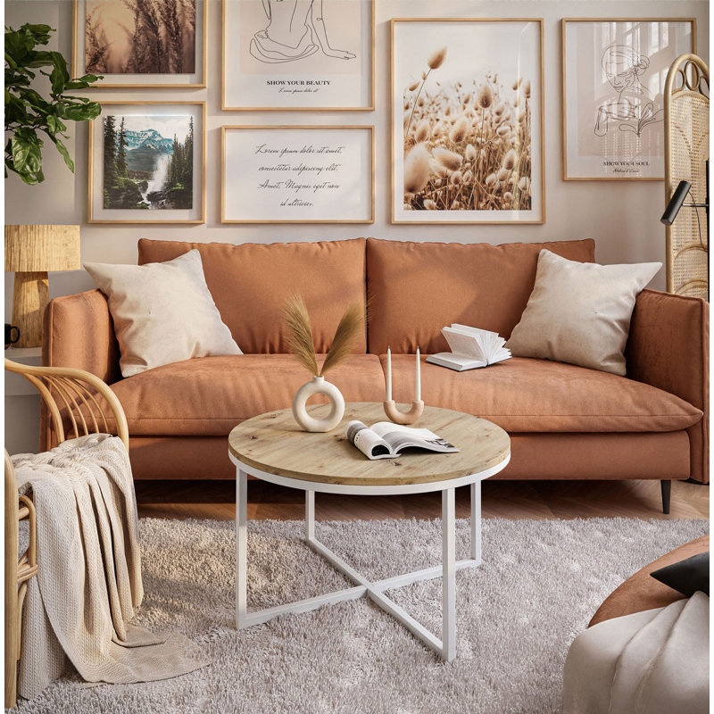 Elona Cross Legs Coffee Table, Artisan, White