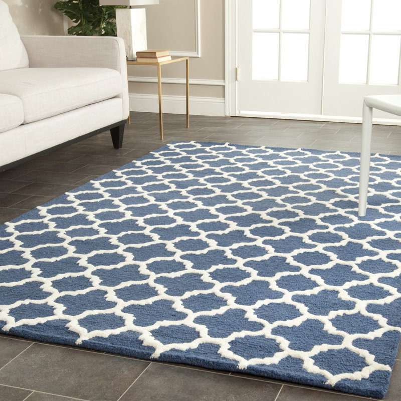 SantaMonica Geometric Wool Hand Woven Area Rug, Rectangle 61 x 91 cm