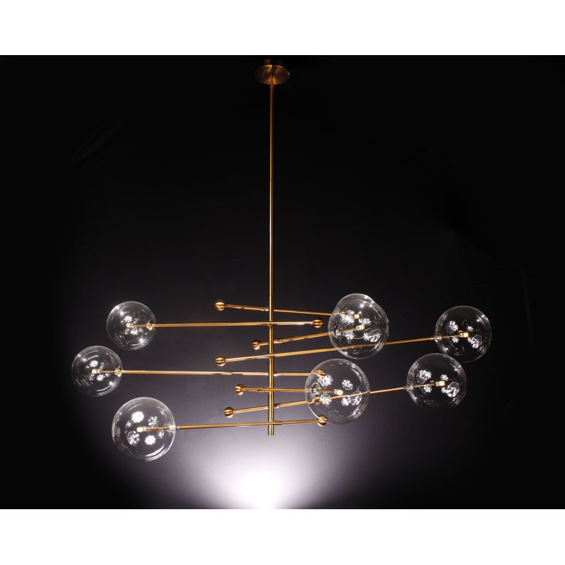 Lustre linéaire 8 lumières spoutnik modern Alapaha