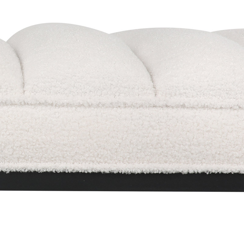 Banc rembourré en similicuir Jasier, Blanc