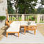 Ensemble de conversation de patio en bois 6 pièces avec coussin beige