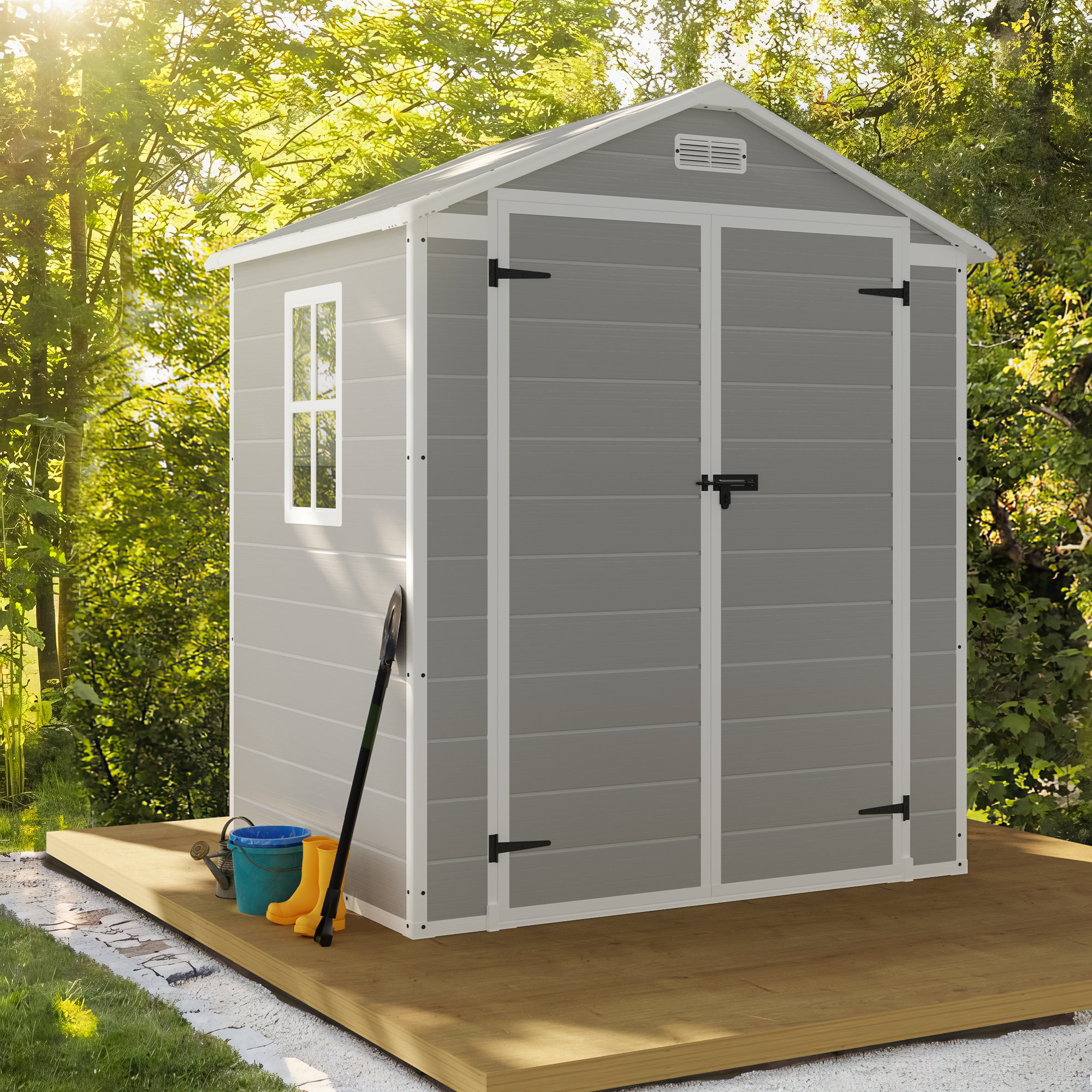 GUNJI 6 ft. W x 4 ft. D Resin/Metal Storage Shed | Wayfair