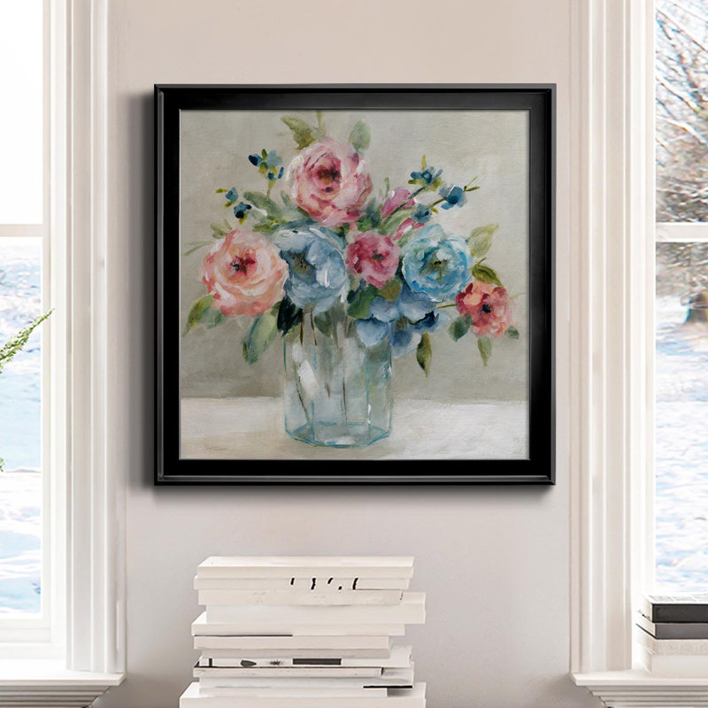Blissful Blossoms - Peinture sur toile encadrée, H 34,5 po x l 34,5 po x P 1,5 po, Noir