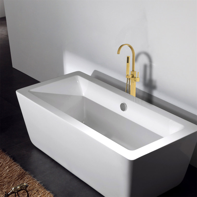 Robinet de baignoire autoportant avec douche à main, Or brossé