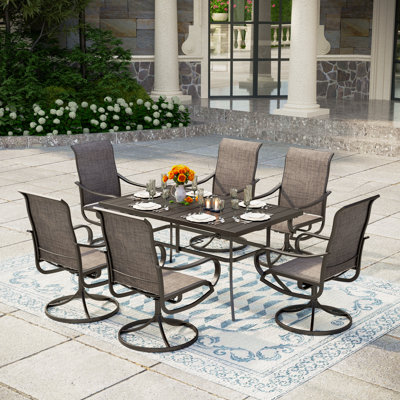 Alyah 6 - Person Patio Dining Set with Rectangular Table