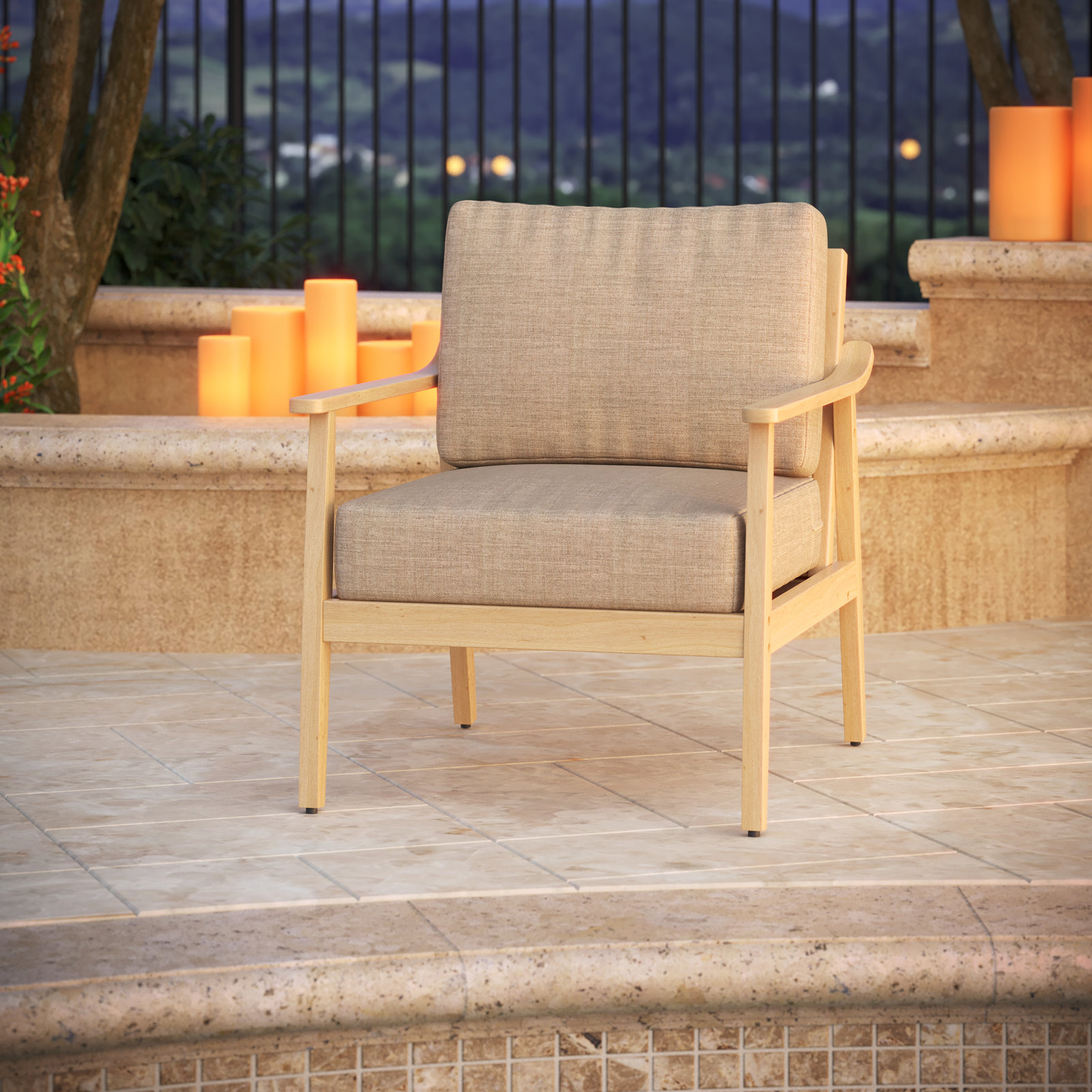 Lani Outdoor Sunbrella Seat/Back Cushion, Cast Ash Sunbrella® Plainweave