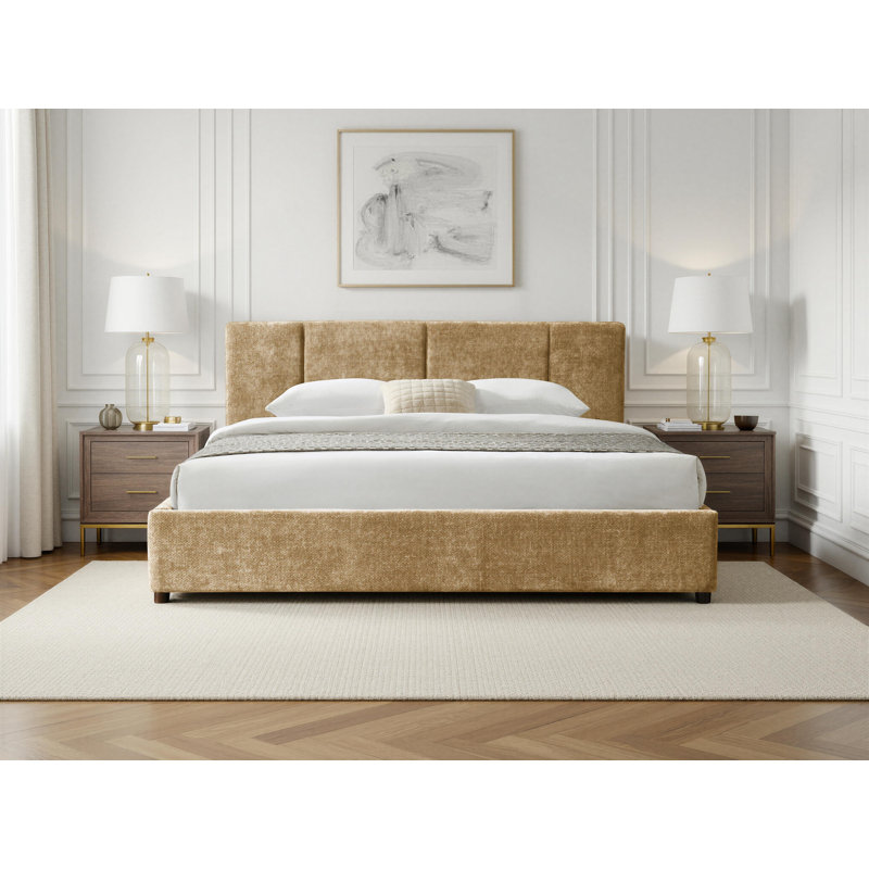 Venice Upholstered Platform Bed - Sand - King Size, King, Sand