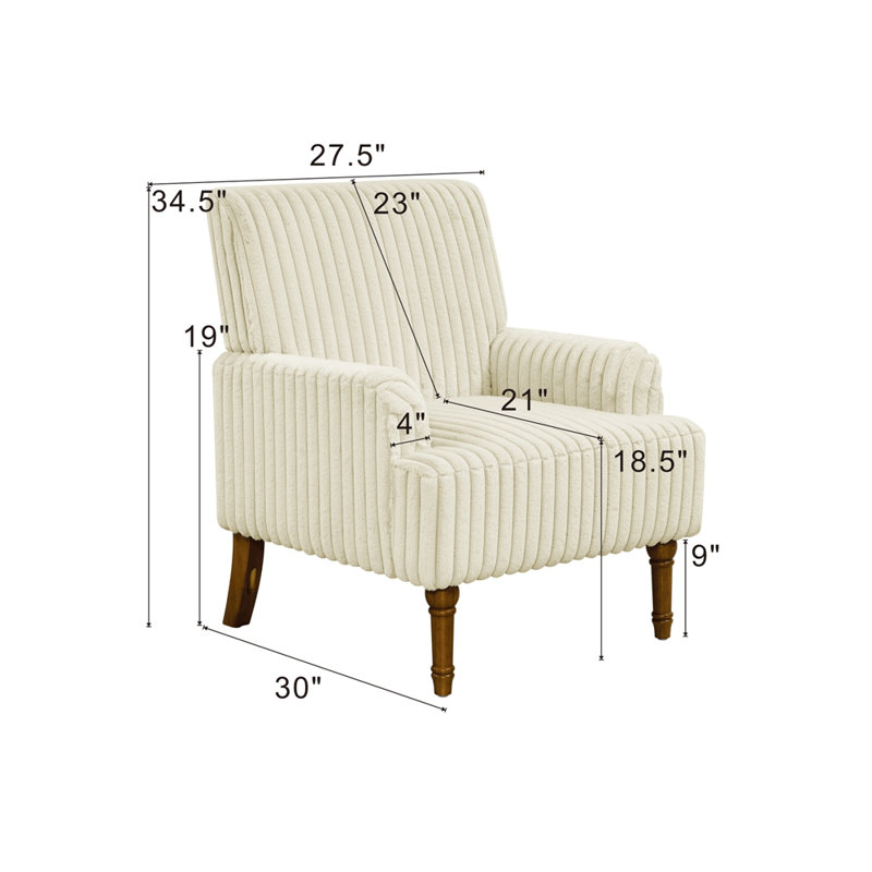 Fauteuil rembourré confortable en velours côtelé