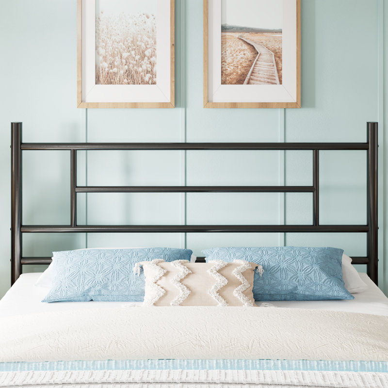 Metal Platform Bed With Modern-Style Headboard And Footboard, No Box Spring Needed, Black, Full
