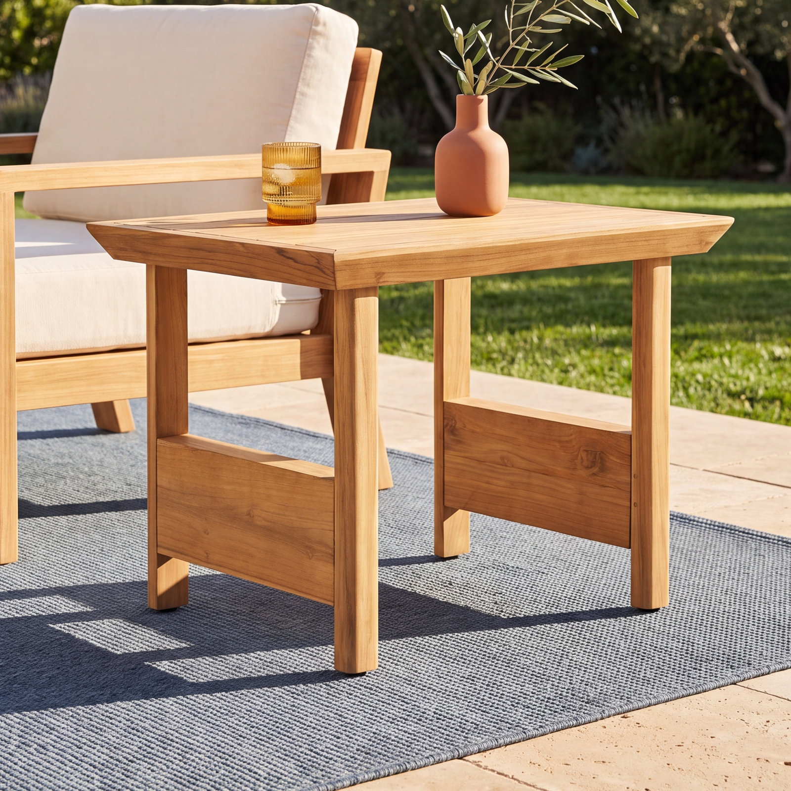 Everlee 18" Teak Patio Side Table