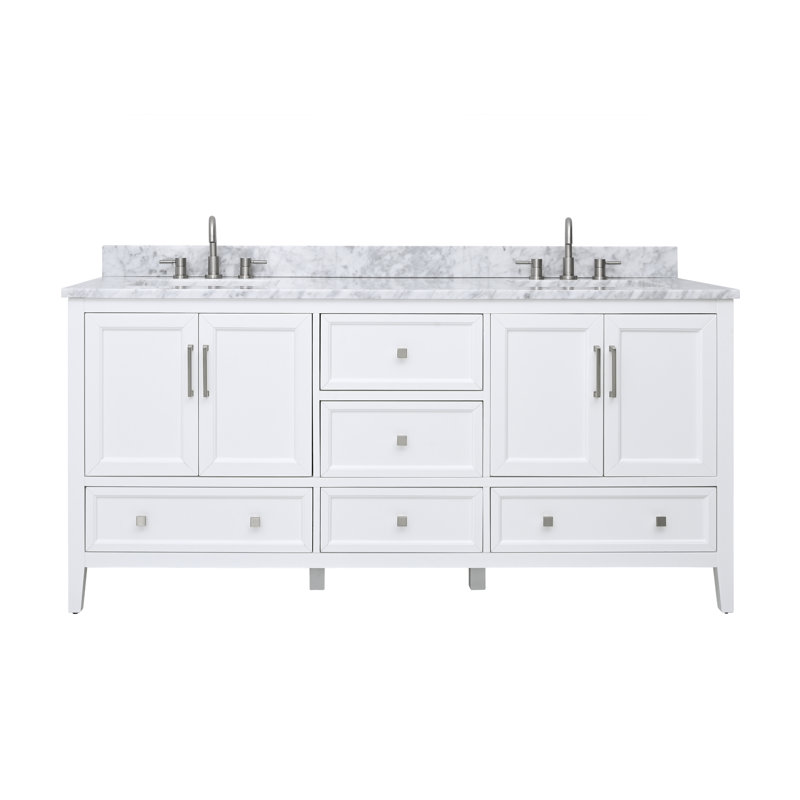 Everette 73'' W Double Vanity, White