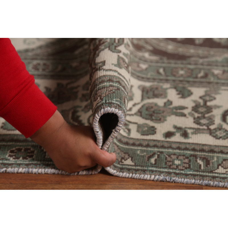 Tapis traditionnel ivoire en laine fait à la main 10 x 13