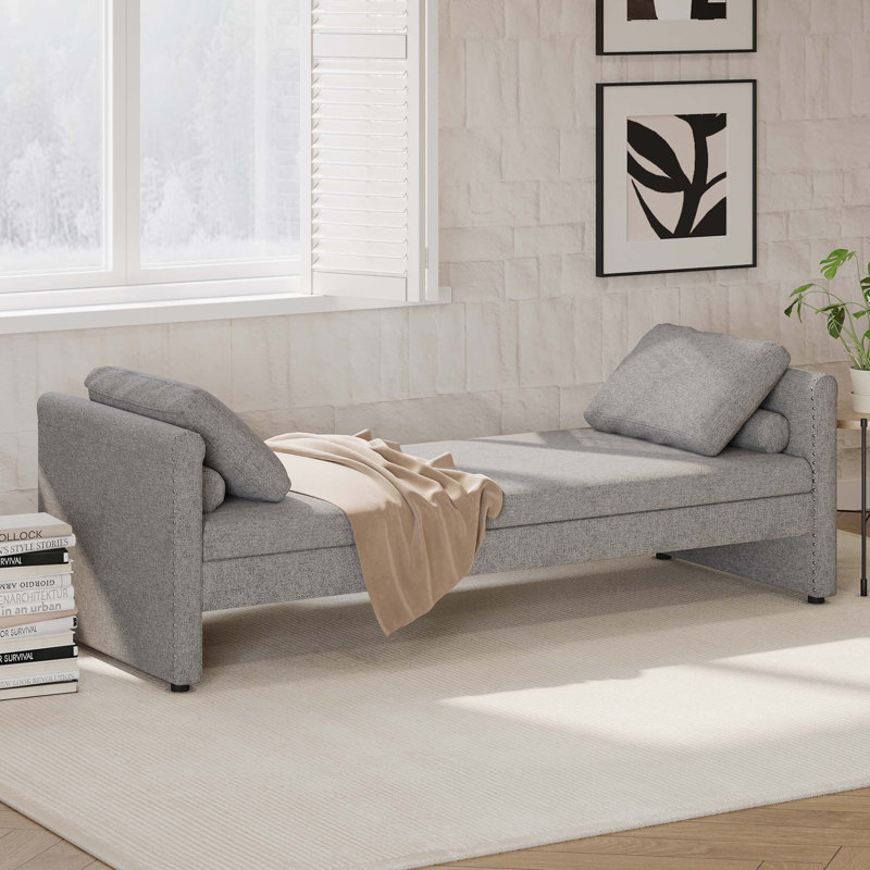 Lit de jour moderne rembourré avec méridienne avec coussins Petit lit de jour simple, aucun matelas requis, parfait pour les salons et les bureaux