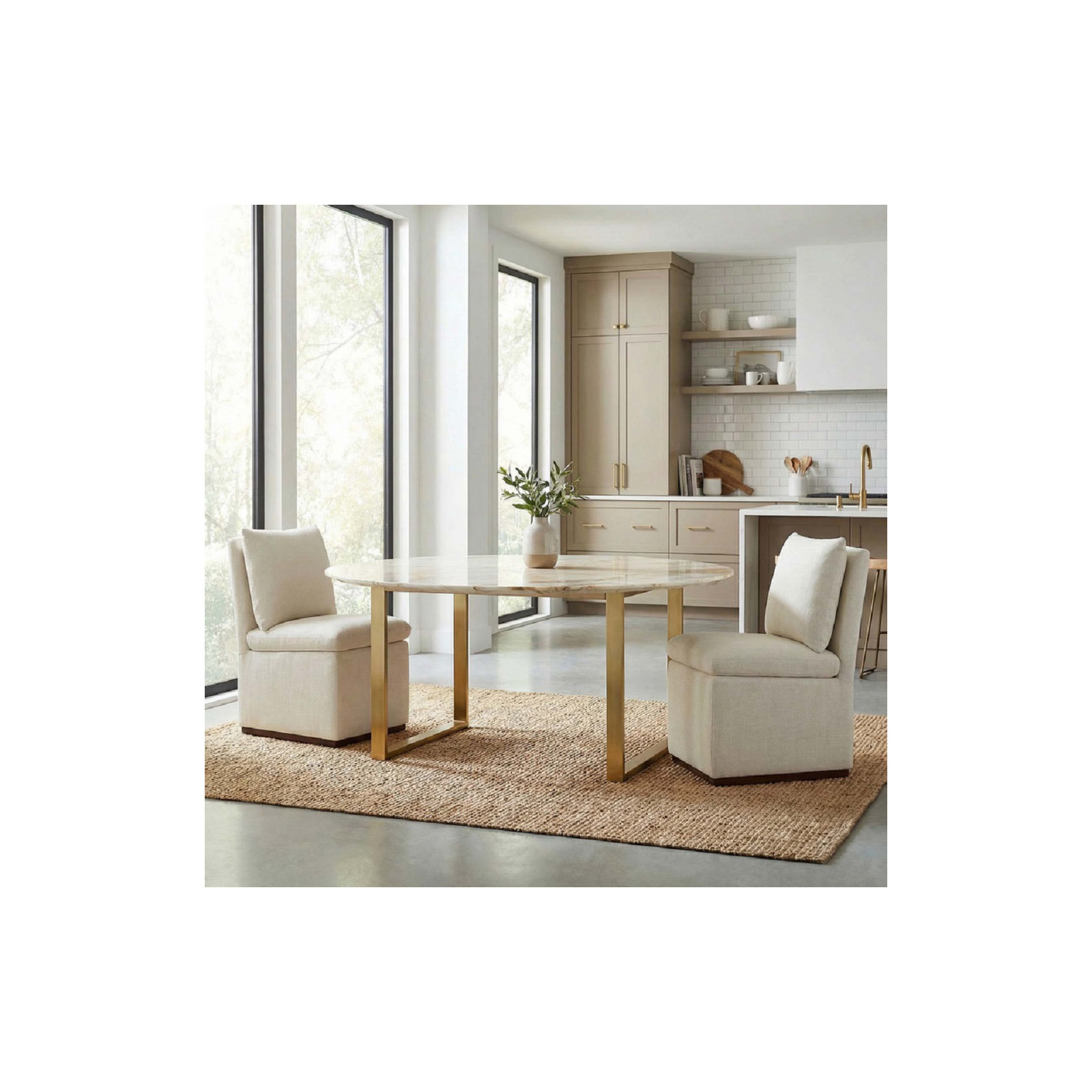 Bobbi Fabric Side Chair Dining Chair, Effie Linen Performance Linen
