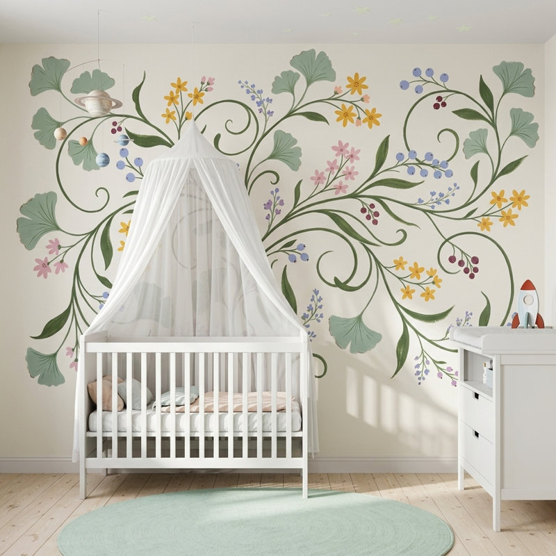 Décoration murale amovible sur fond blanc, Non tissé, 120 po x 96 po