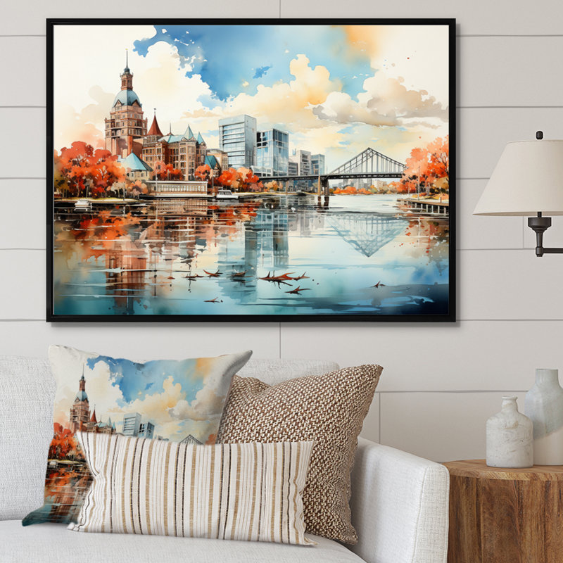 Jacksonville Bay Florida IV, H 30 po x l 40 po x P 1,5 po, Cadre flottant noir