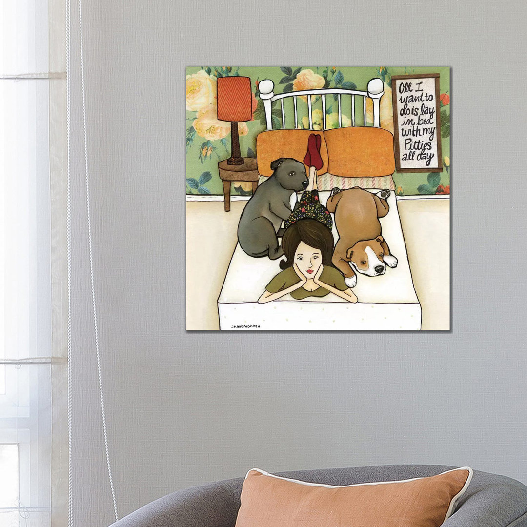 Pitties All Day by Jamie Morath - Print on Canvas