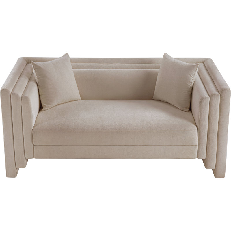 Jalice Chenille Fabric Loveseat, Tissu chenille beige