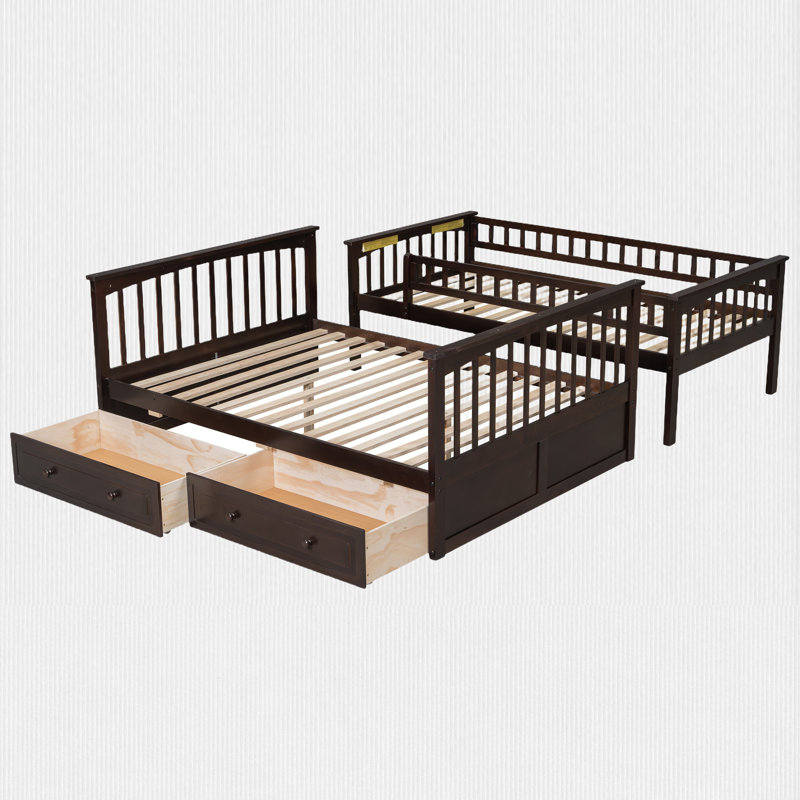 Twin Over Full Bunk Bed With Storage Drawers, Espresso