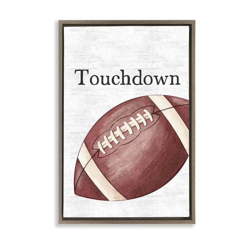 Touchdown with Football Floater Canvas par JJ Design House LLC, Cadre flottant orme Montalcino, H 31 po x l 21 po