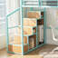 Lit mezzanine avec bureau et rangement - structure en métal lourd, 4 armoires, escalier et support d'économie d'espace / bureau pour adolescents avec prise USB et prise de courant