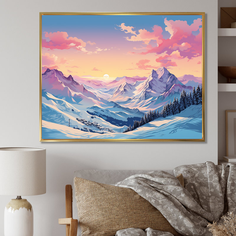 Décoration murale Alpes, Dhuez, Cadre flottant doré, H 12 po x l 20 po x P 1 po