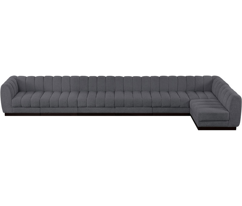 Canapé modulaire rembourré 7 pièces Quinn, Tissu gris chenille