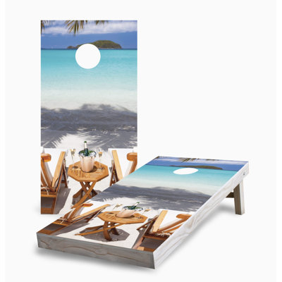 Beach Chairs Corn Hole Board Set With LED Lights