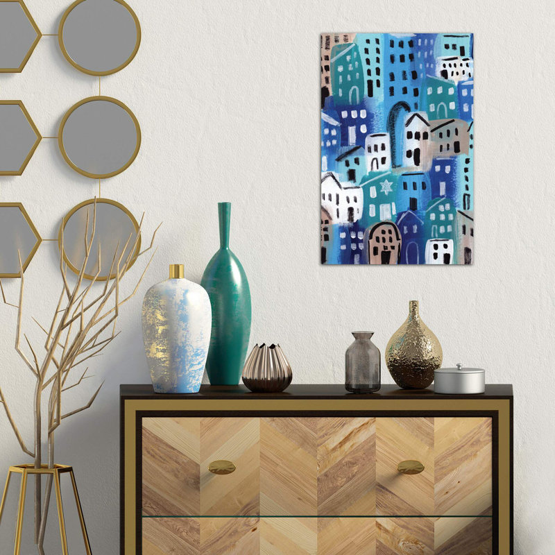 City Stories Temple by Linda Woods - Wrapped Canvas Print, 66.04 cm H x 45.72 cm W x 3.175 cm D