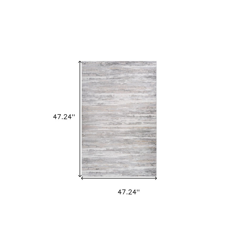 Tapis abstrait gris et beige 4 pi x 6 pi