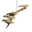 Mobile suspendu en bois flotté et quatre oiseaux, couleur crème, beige et marron, hauteur 61 cm