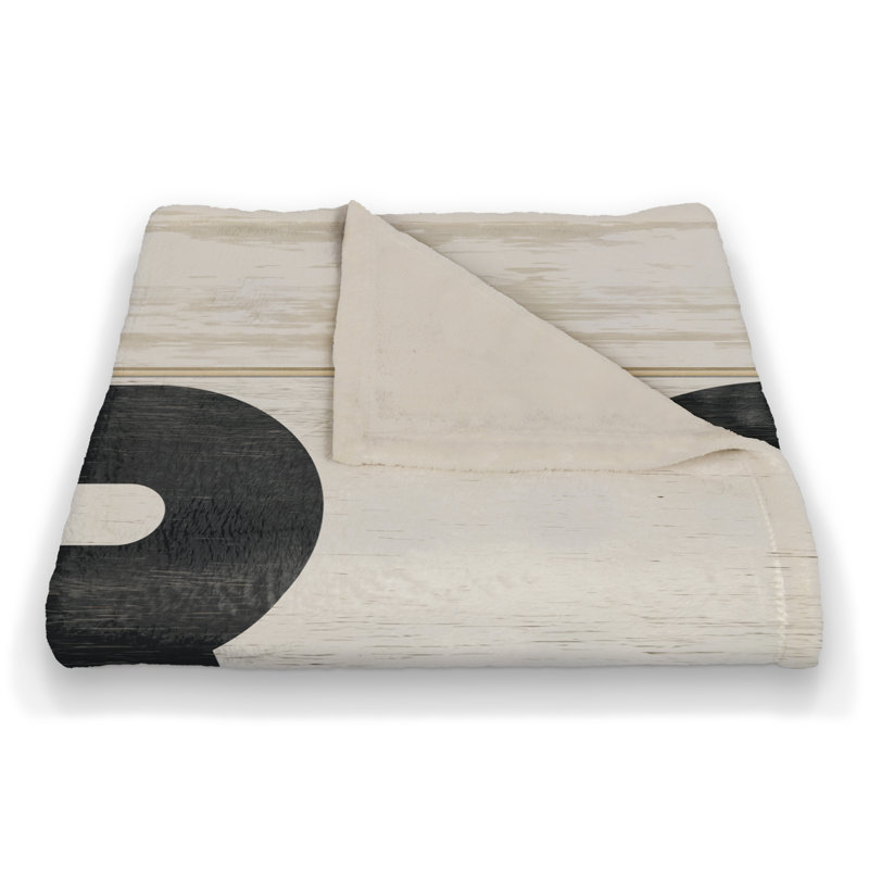 Creepy Halloween Beige and Black Fleece Throw Blanket