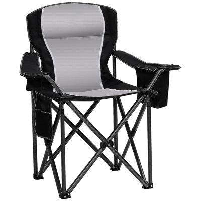 Bestier Foldable Camp Chair,Outdoor Chair with Side Pocket & Cup Holder - Black by Latitude Run