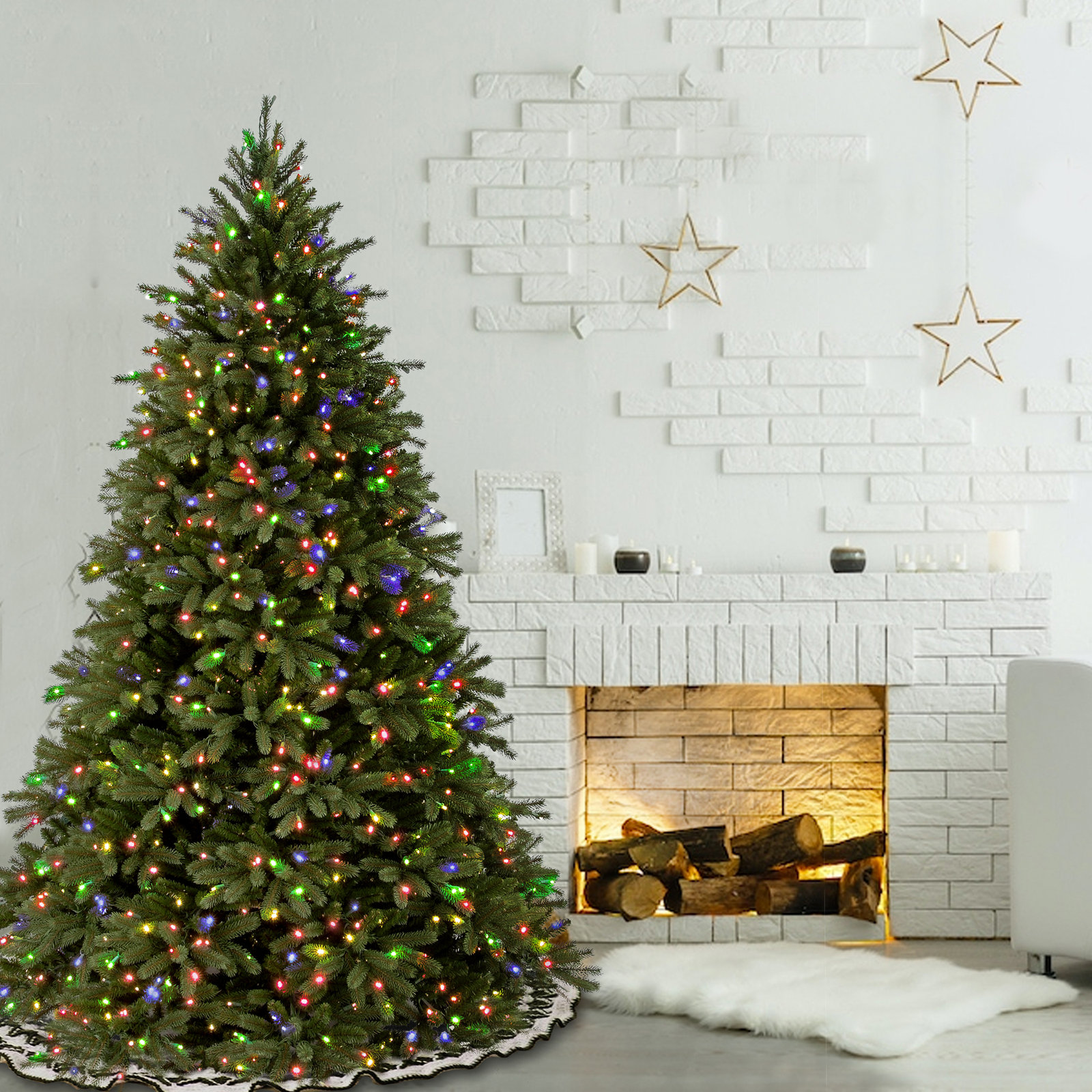 Pre-Lit Fir Christmas Tree, 6.5' H
