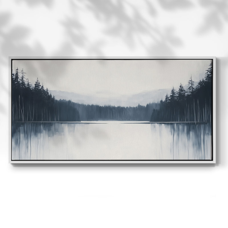Série paysage - XLIX - Toile tendue avec châssis encadré - Prêt à être accroché, H 21 po x l 41 po, Blanc