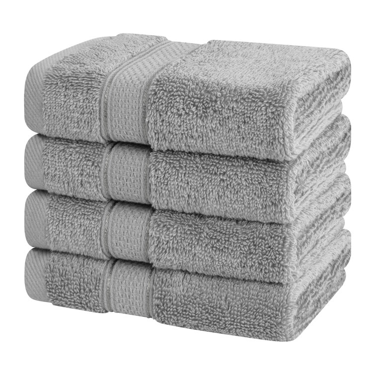 Unique Bargains Cotton 600 GSM Absorbent Bath Towel Set 27 x 54 Slate  Grey 4 Pcs