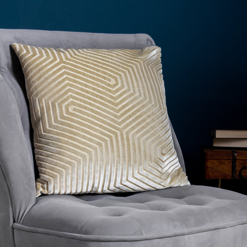 Evoke Geometric Square Cushion, Cream