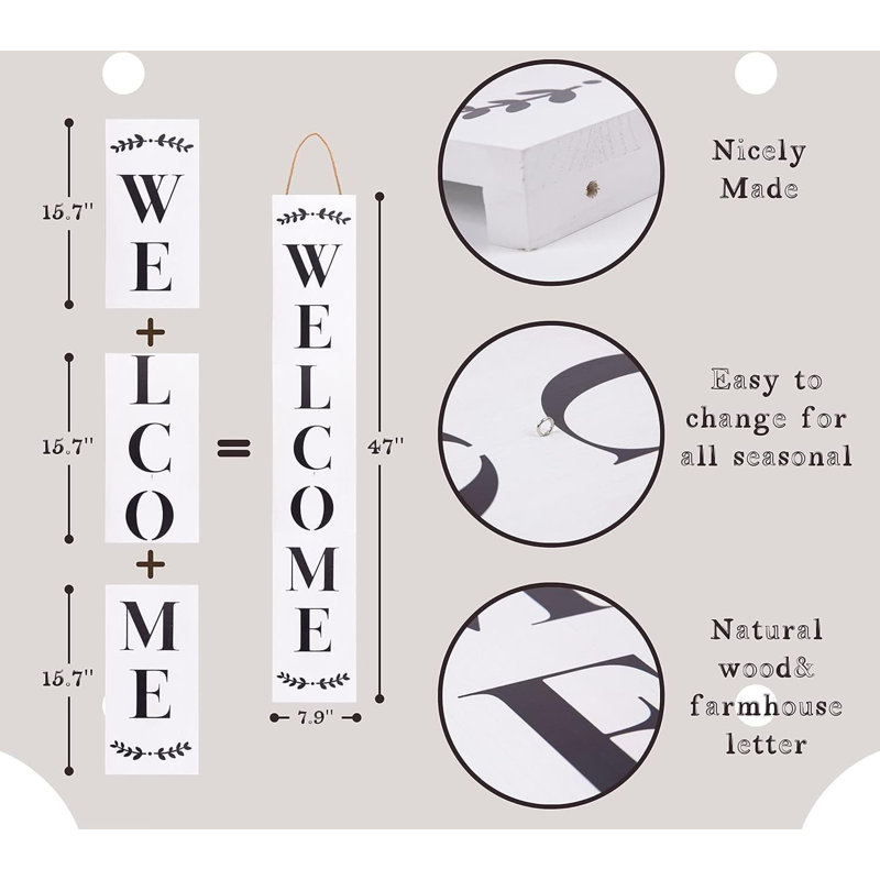 Farmhouse Interchangeable Welcome Decor 47 in. x 7.9 in. by Wooden Wall Art